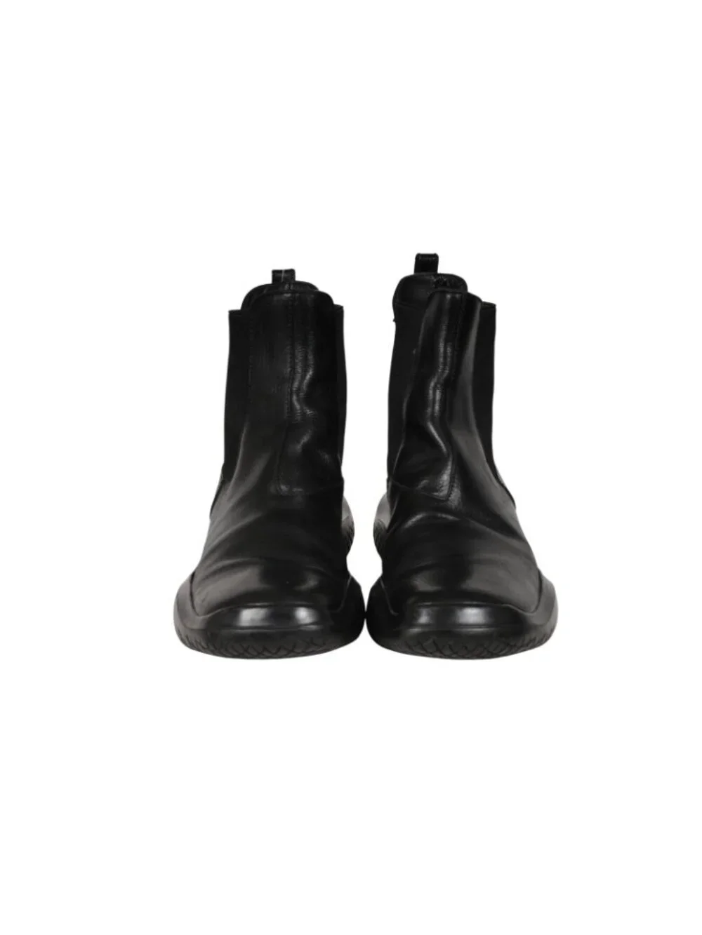 Prada Womens AW99 Vintage Chelsea Boot US 9 EU 39 Black Leather Square Toe Mid